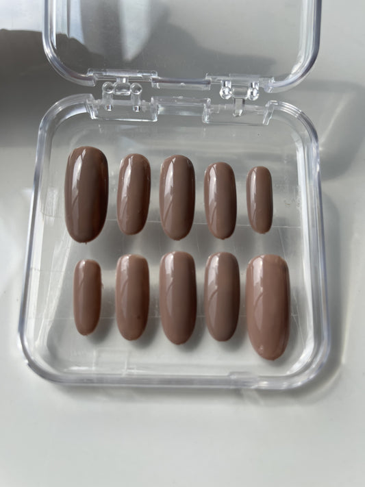 Brown Fall Solid Colour Press On Nail Set