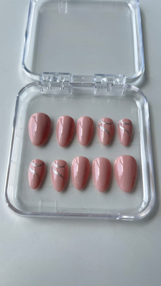 Milky Pink With Glitter Press On Nails Set