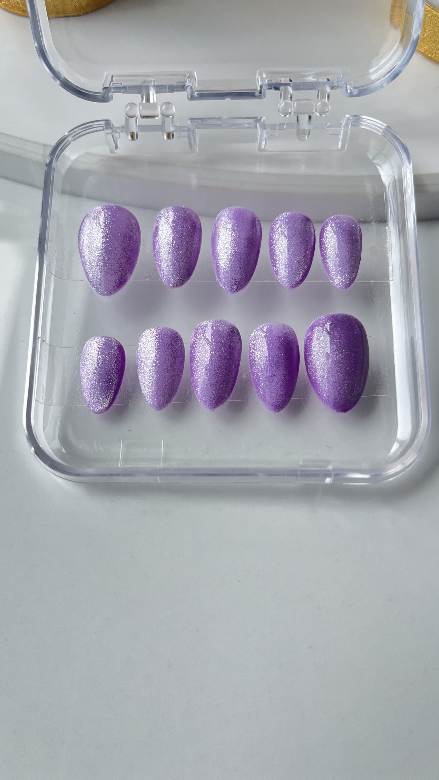 Purple With Cate Eye Press On Nail Set