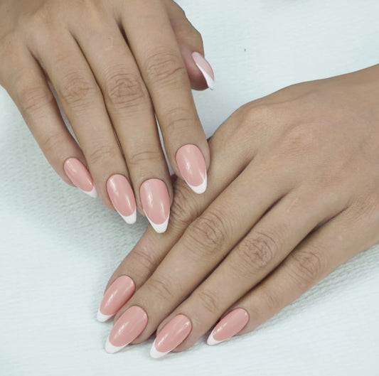 French With Pink Press On Nail Set