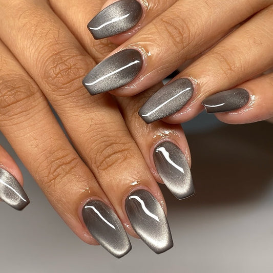 New Grey Colour Cat eye press on nails sets