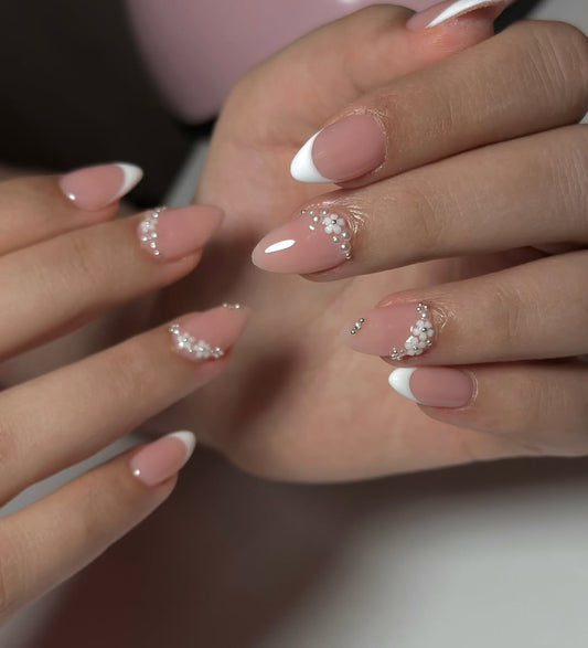 Classic Pink and White French Press On nails sets