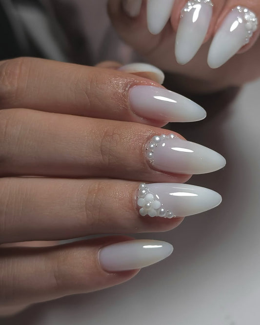 Milky white press on nails sets