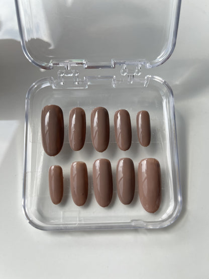 Brown Fall Solid Colour Press On Nail Set
