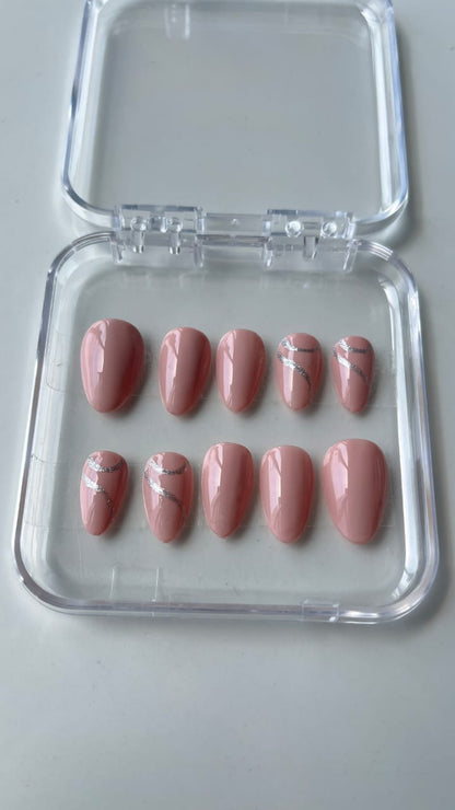 Milky Pink With Glitter Press On Nails Set
