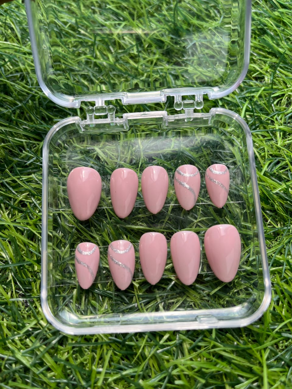 Milky Pink With Glitter Press On Nails Set