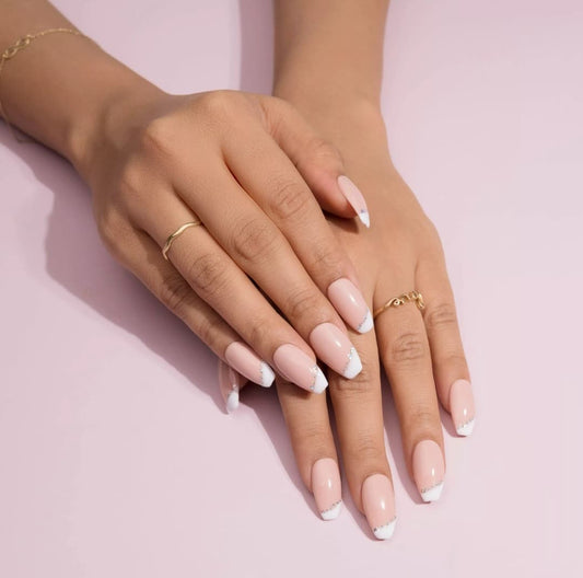 French With Glitter Press On Nail Set