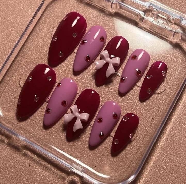 Wine wimshy Press On nails sets