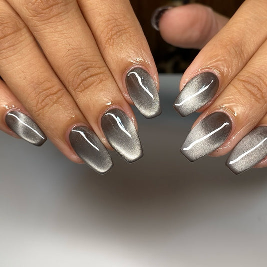 New Grey Colour Cat eye press on nails sets