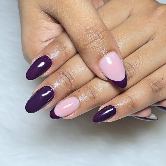 French with Purple Press on Nails Sets