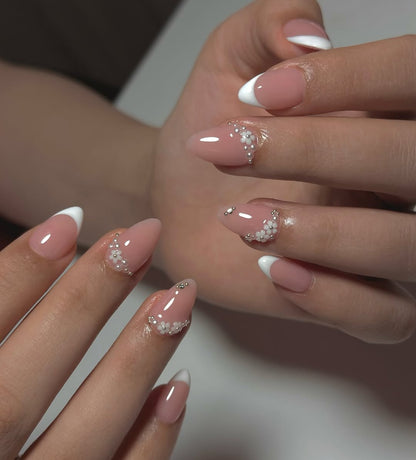 Classic Pink and White French Press On nails sets