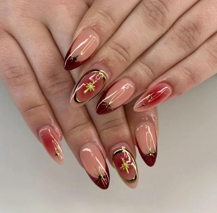 ombre with french press on nails sets