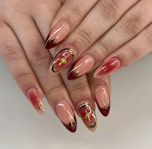 ombre with french press on nails sets