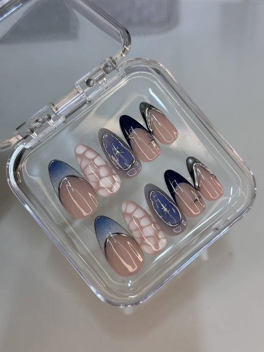 Starry sky press on nails sets
