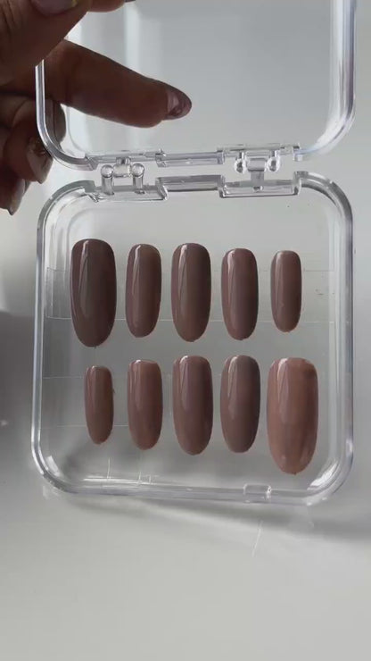 Brown Fall Solid Colour Press On Nail Set