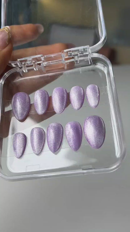 Purple With Cate Eye Press On Nail Set